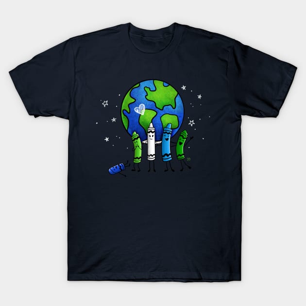 Earth Day Color Crayons T-Shirt by 513KellySt